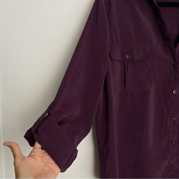 Chico’s Plum Button Down Shirt Long Sleeve with Roll Tab Women’s Size Large - Picture 8 of 14